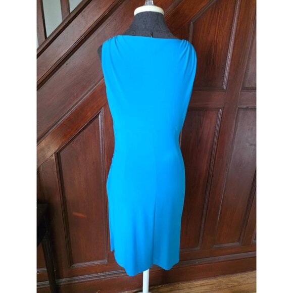 Lauren Ralph Lauren Blue Sleeveless Ruched Dress Size 10 - Picture 4 of 8